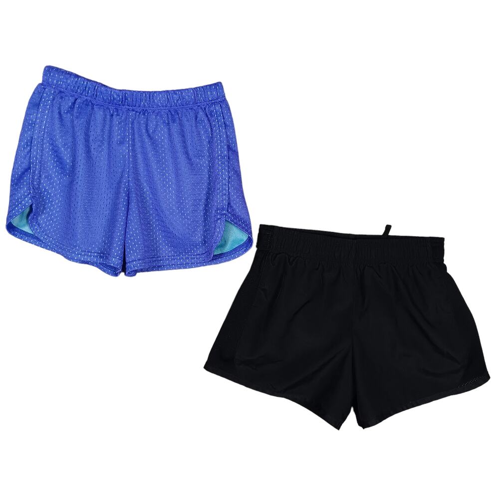 Bundle of 2 Running Shorts Girls Size M-L Purple and Black Elastic Waist